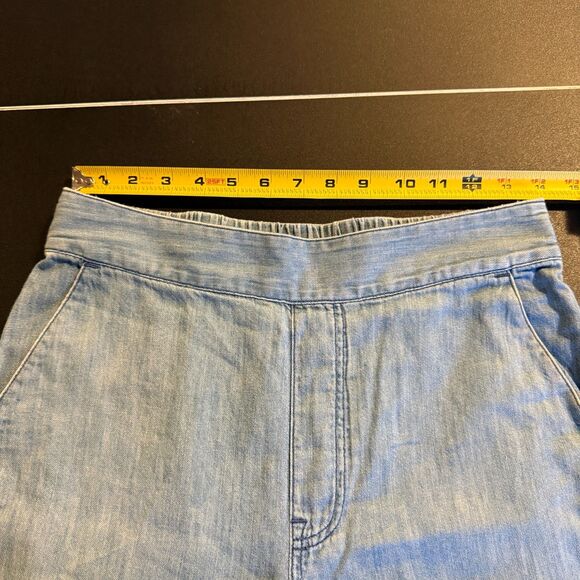 Madewell Gladstone Wash High Rise Chambray Huston Pull-On Crop Pants Size Small - Picture 4 of 8